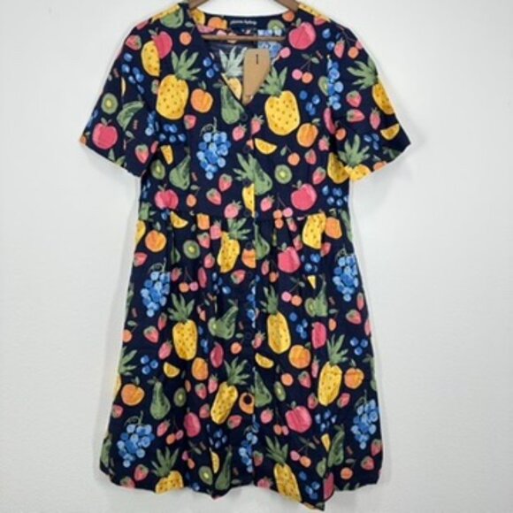 Princess Highway Dresses & Skirts - Princess Highway Quirky Retro Quirky Navy Summer Fruit Smock Dress Cotton Summer